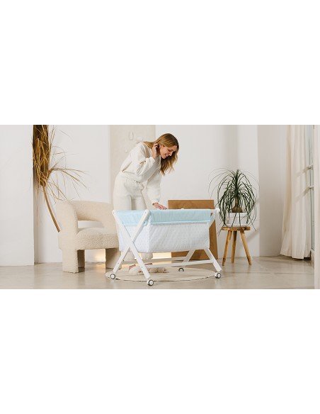 Minicuna+Textil Bco Mod Elefante Azul