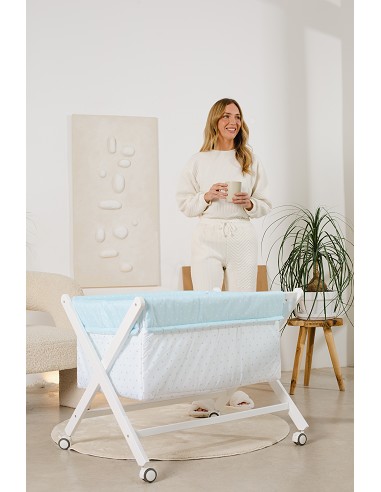 Minicuna+Textil Bco Mod Elefante Azul