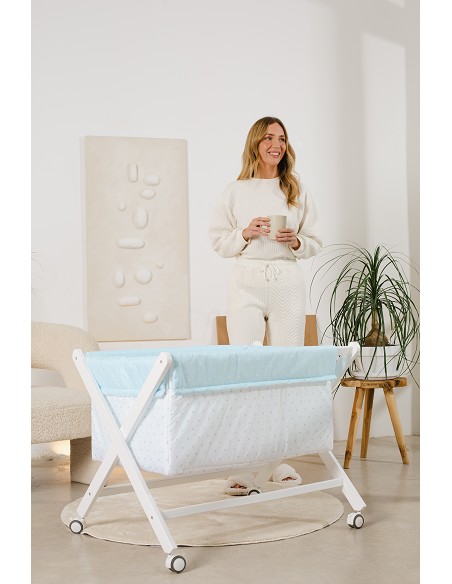 Minicuna+Textil Bco Mod Elefante Azul