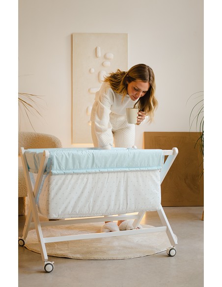 Minicuna+Textil Bco Mod Elefante Azul