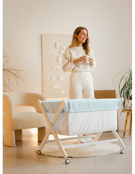 Minicuna+Textil Bco Mod Elefante Azul