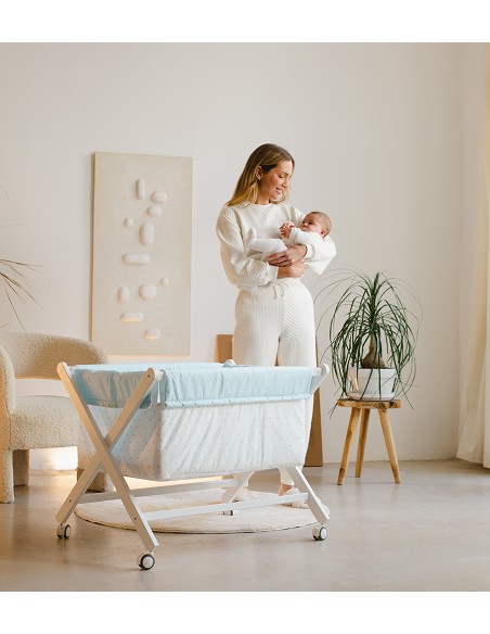 Minicuna+Textil Bco Mod Elefante Azul