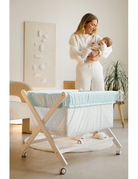 Minicuna+Textil Bco Mod Elefante Azul