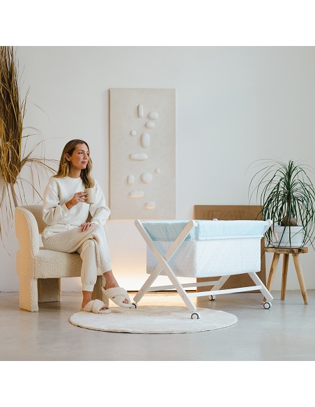 Minicuna+Textil Bco Mod Elefante Rosa