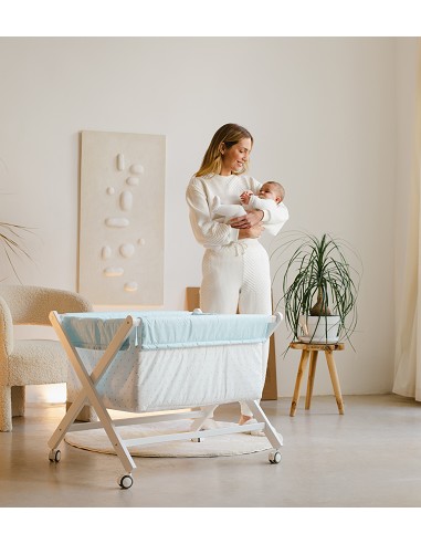 Minicuna+Textil Bco Mod Elefante Rosa