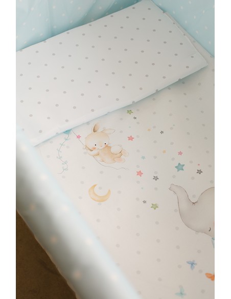 Minicuna+Textil Bco Mod Elefante Rosa