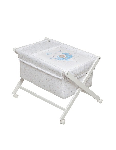 Minicuna+Textil Bco Mod Bear Sleeping Azul