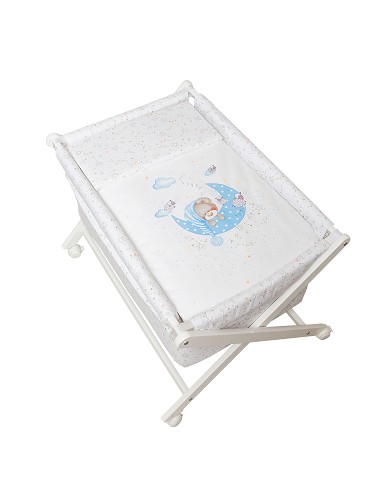 Minicuna+Textil Bco Mod Bear Sleeping Azul