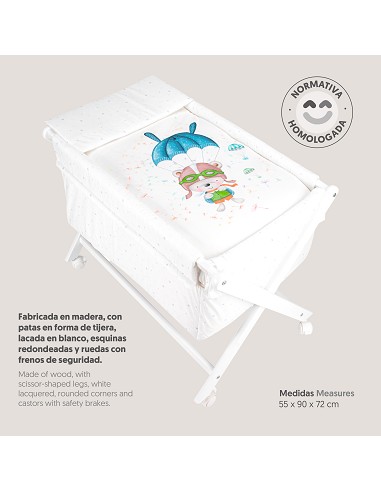 Minicuna+Textil Bco Mod Paracaidista Azul