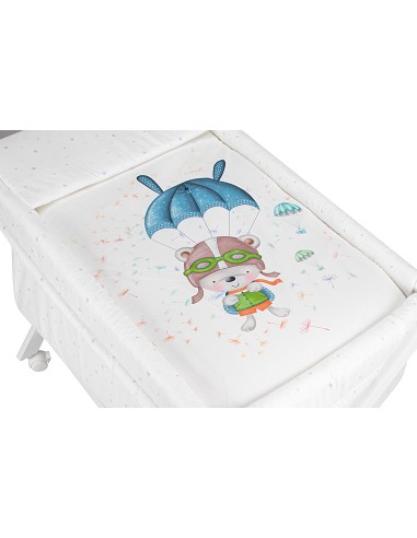 Minicuna+Textil Bco Mod Paracaidista Azul