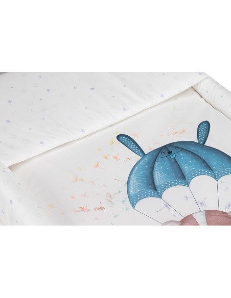 Minicuna+Textil Bco Mod Paracaidista Azul