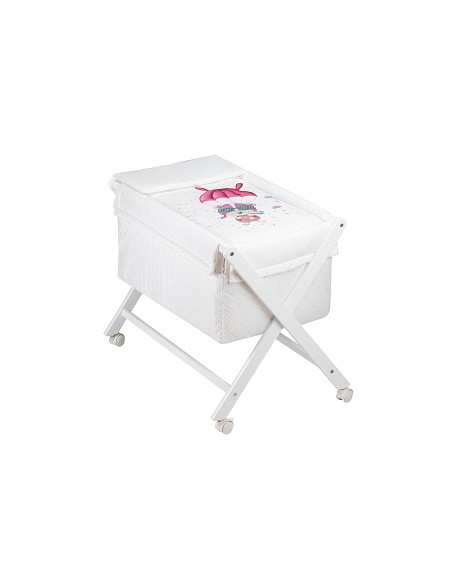 Minicuna+Textil Bco Mod Paracaidista Rosa