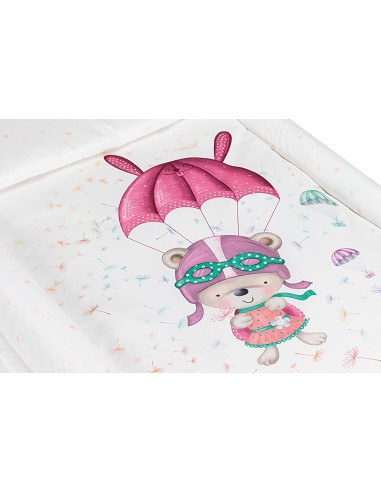 Minicuna+Textil Bco Mod Paracaidista Rosa