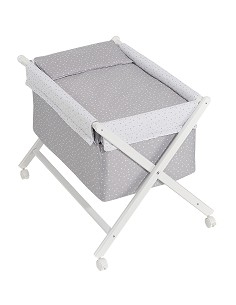 Minicuna Tijera+Textil Mod Universo Gris