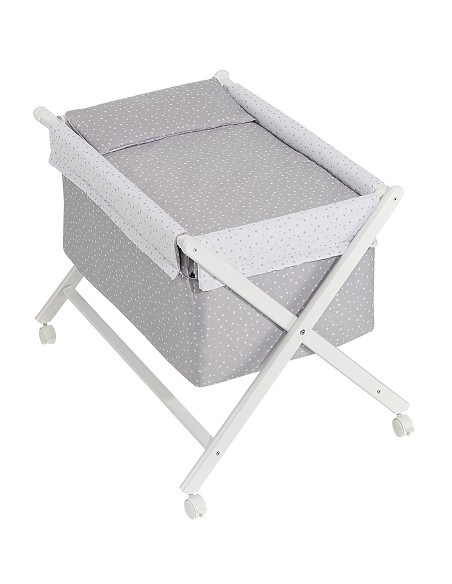 Minicuna Tijera+Textil Mod Universo Gris