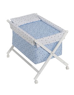 Minicuna Tijera+Textil Mod Corona Azul