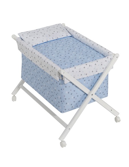 Minicuna Tijera+Textil Mod Corona Azul