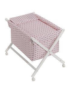 Minicuna Tijera+Textil Mod Estrella Mar Rosa