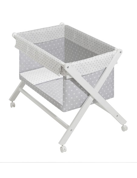 Minicuna Transparente Mod Agua Marina Gris