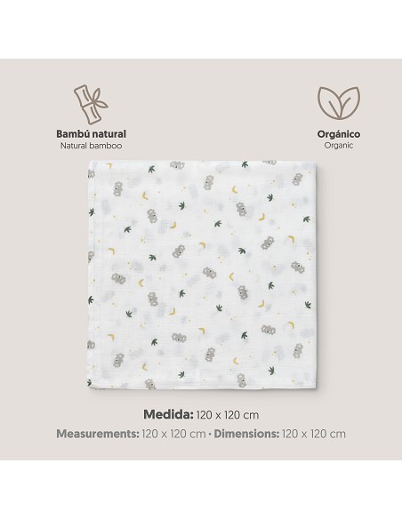 Muselina 1. 20 x 1. 20  Mod Koala Boy Gris