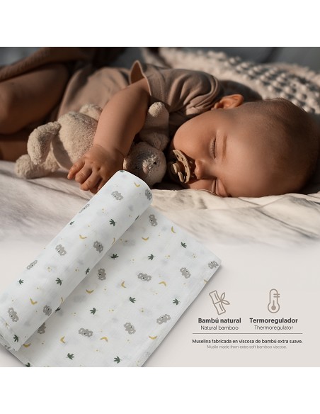 Muselina 1. 20 x 1. 20  Mod Koala Boy Gris