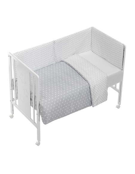 Coordinado Cuna (Nordico ) Mod Estrella(Protector+Coordinado) Gris