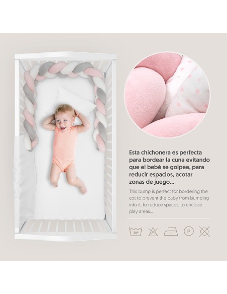 Chichonera Cuerda Trenzada  Modelo  Universo Bco/Rosa