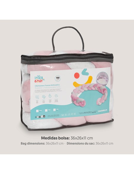 Chichonera Cuerda Trenzada  Modelo  Universo Bco/Rosa