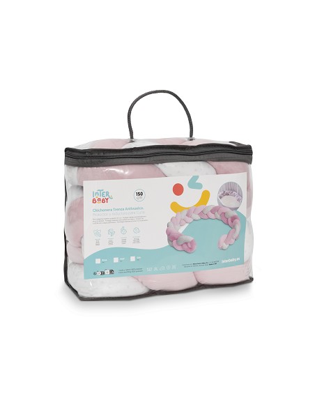 Chichonera Cuerda Trenzada  Modelo  Universo Bco/Rosa