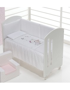 Cuna Lovely Premium+Coord 3 Pcs Oso Columpio Rosa
