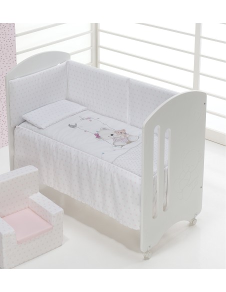 Cuna Lovely Premium+Coord 3 Pcs Oso Columpio Rosa