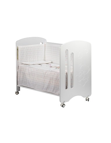 Cuna Lovely Premium+Coord 3 Pcs Oso Columpio Rosa