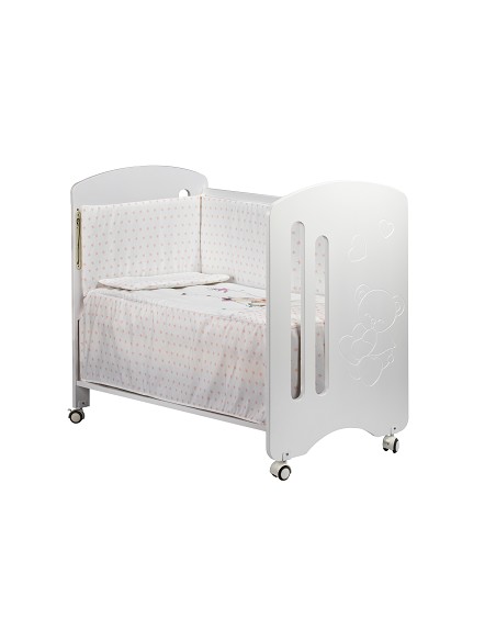 Cuna Lovely Premium+Coord 3 Pcs Oso Columpio Rosa
