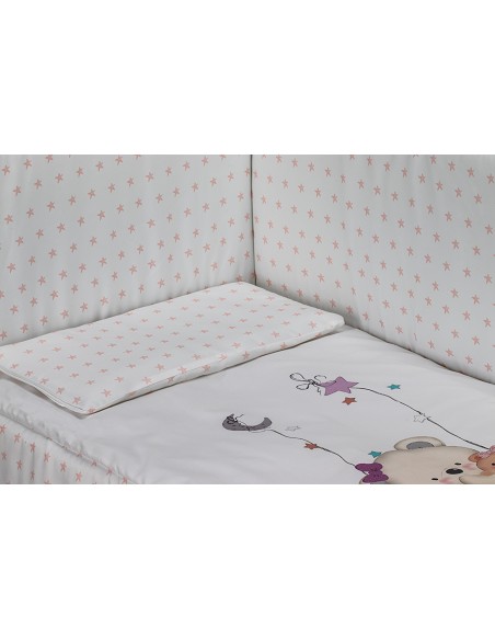 Cuna Lovely Premium+Coord 3 Pcs Oso Columpio Rosa