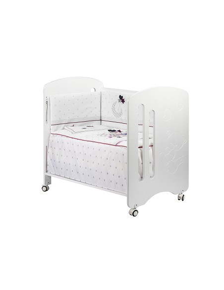 Cuna Lovely Premium+Coord 3 Pcs Oso Amoroso Rosa