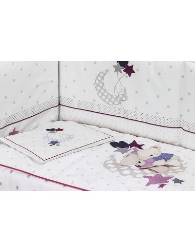 Cuna Lovely Premium+Coord 3 Pcs Oso Amoroso Rosa