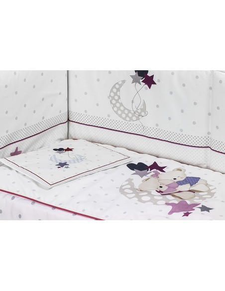 Cuna Lovely Premium+Coord 3 Pcs Oso Amoroso Rosa