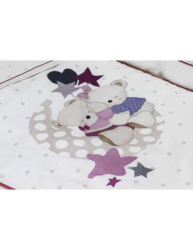 Cuna Lovely Premium+Coord 3 Pcs Oso Amoroso Rosa