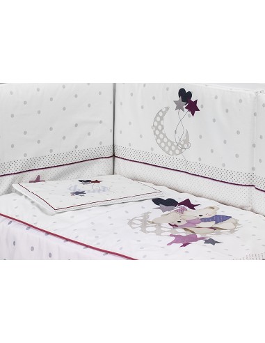 Cuna Lovely Premium+Coord 3 Pcs Oso Amoroso Rosa