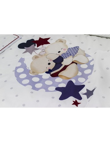 Cuna Lovely Premium+Coord 3 Pcs Oso Amoroso Gris