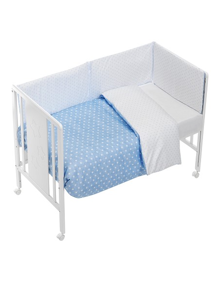 Coordinado Cuna (Nordico ) Mod Estrella(Protector+Coordinado) Azul