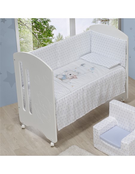 Cuna Lovely Premium+Coord 3 Pcs Oso Columpio Azul