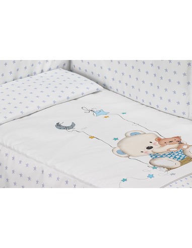 Cuna Lovely Premium+Coord 3 Pcs Oso Columpio Azul