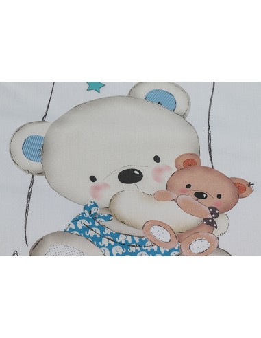 Cuna Lovely Premium+Coord 3 Pcs Oso Columpio Azul