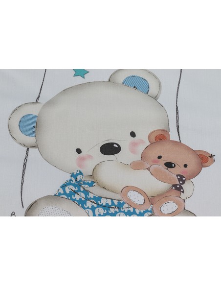 Cuna Lovely Premium+Coord 3 Pcs Oso Columpio Azul