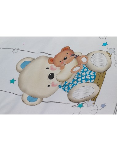 Cuna Lovely Premium+Coord 3 Pcs Oso Columpio Azul