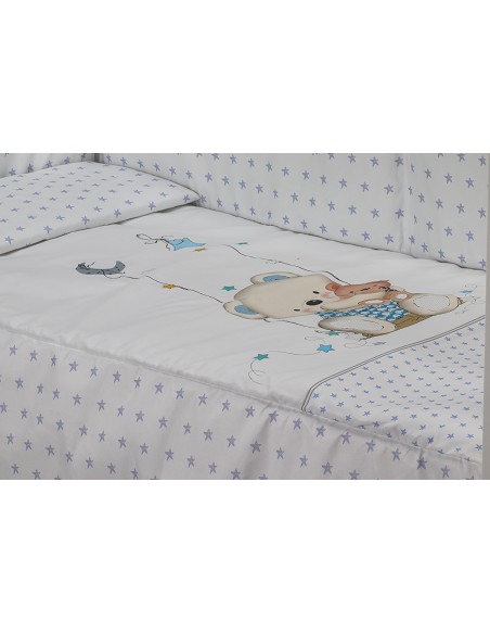 Cuna Lovely Premium+Coord 3 Pcs Oso Columpio Azul