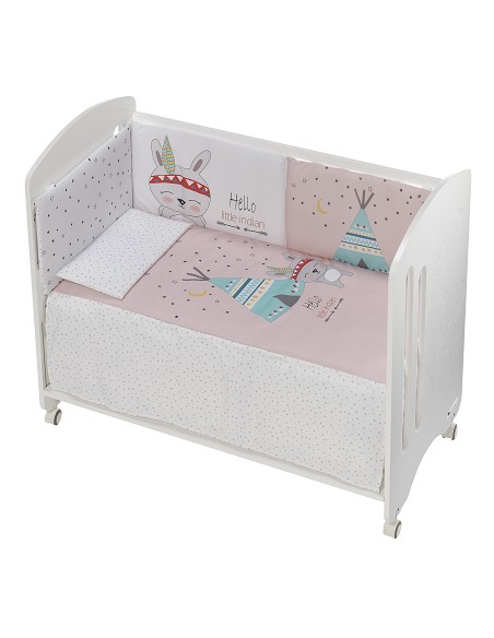 Cuna Lovely Premium+Coord 3 Pcs Tipi Oso Rosa