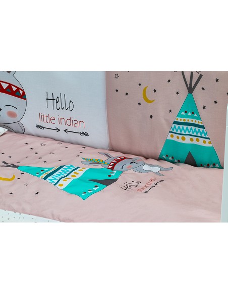 Cuna Lovely Premium+Coord 3 Pcs Tipi Oso Rosa