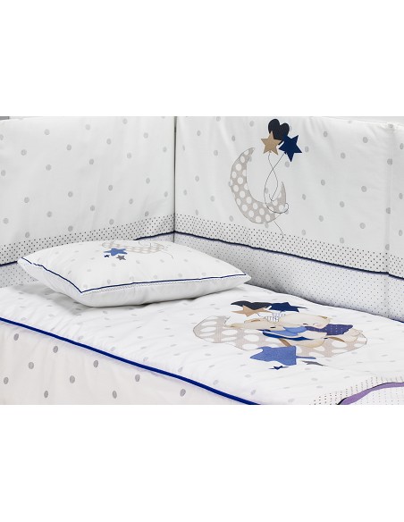 Cuna Lovely Premium+Coord 3 Pcs Oso Amoroso Azul